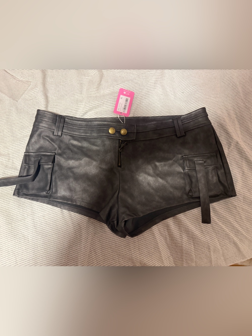 EDIKTED viral leather shorts